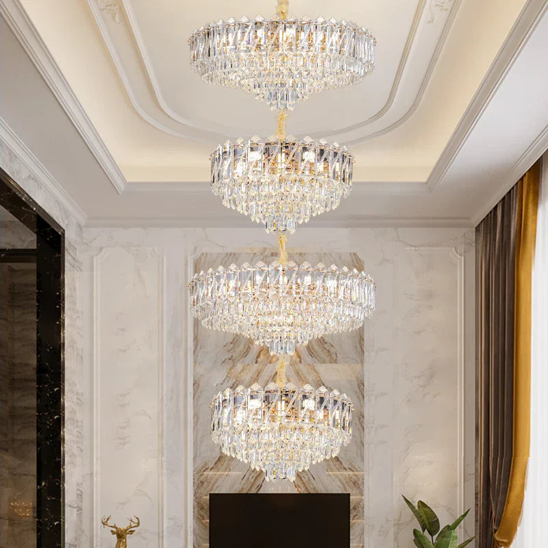 Crystal Duplex Chandelier: New Light Luxury Post-Modern Hall Lighting for High Living Room