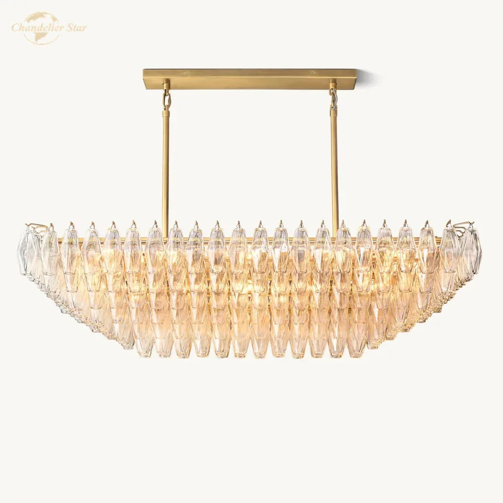 Clear Glass Tiered Rectangle Chandelier Pendant Light