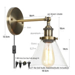 Vintage Industrial LED Wall Sconce Clear Glass Bathroom Lamp