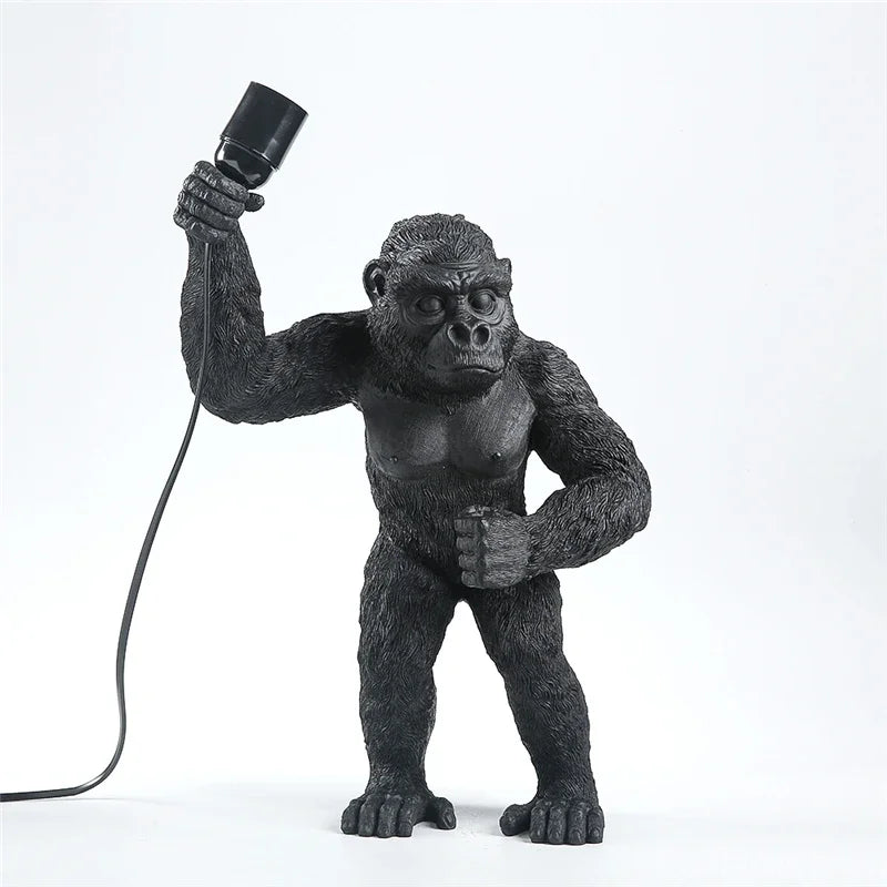 Resin Monkey Table Lamp: Decorative Gorilla Bedroom Light Fixture