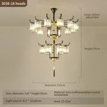 Luxury Copper Jade Chandelier for Middle Floor Living Room