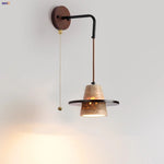 LED Yellow Travertine Stone Wall Lamp with Pull Chain Switch