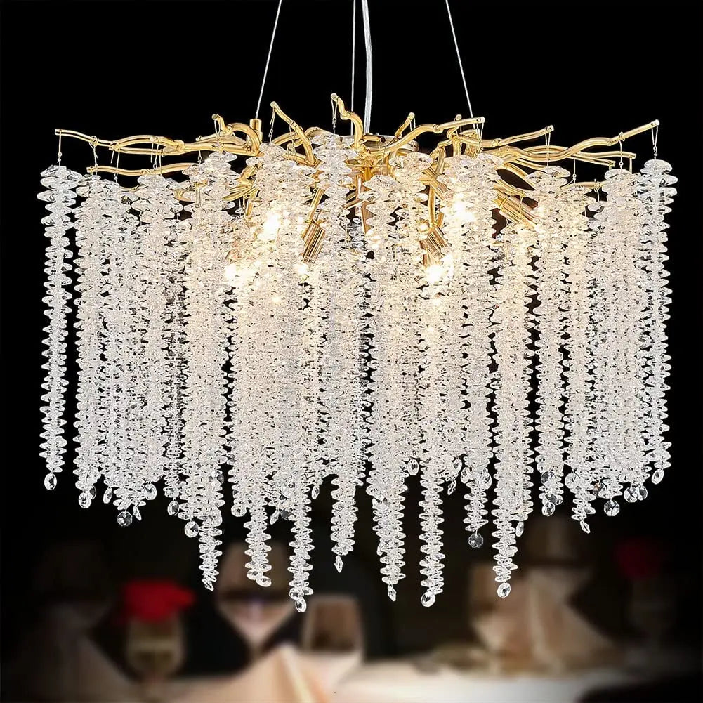 Crystal Tassel Chandelier: Elegant Dining Room Pendant Light Fixtures