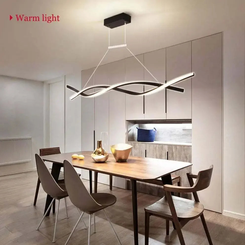Wave LED Chandelier Iron Art Pendant Light for Living Room