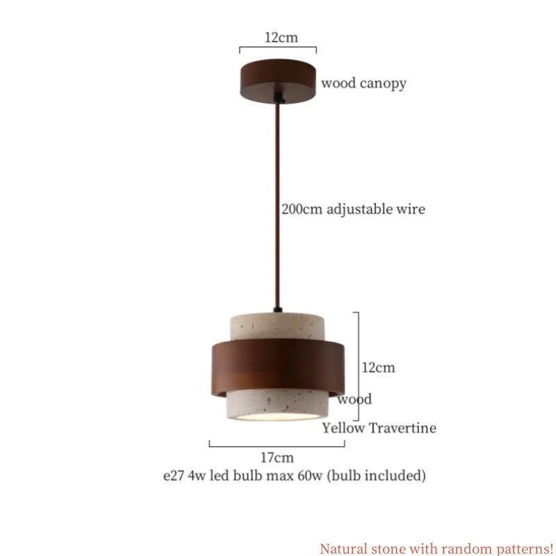Yellow Travertine LED Pendant Lighting for Living Room Decor