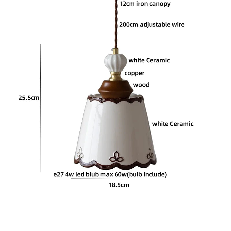 Afralia™ Copper Wood LED Pendant Light: Ceramic Modern Tassel Hanging Lamp