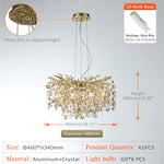 Sun Crystal Gold Lustre Chandelier: Nordic Villa Restaurant LED Ceiling Lamps