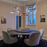 Rose Gold C-Shaped Pendant Light for Luxury Home Dining Room Hall