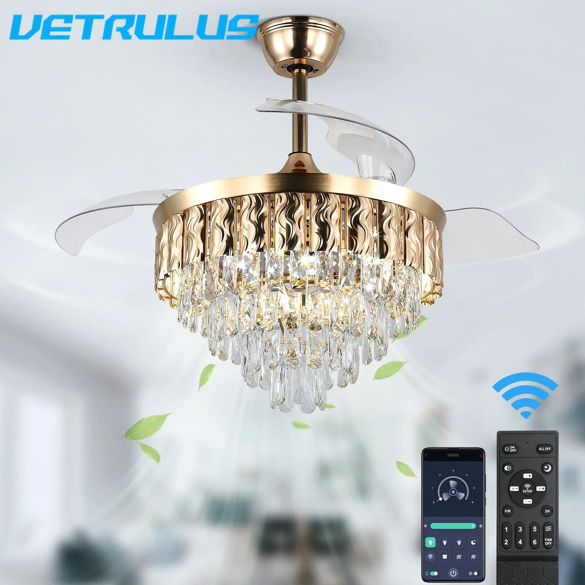 Smart Ceiling Fan with Remote Control and LED Light