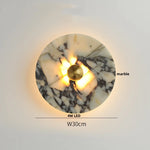 Round Black Iron LED Wall Lamp Bulgari Marble White Glass Stair Light