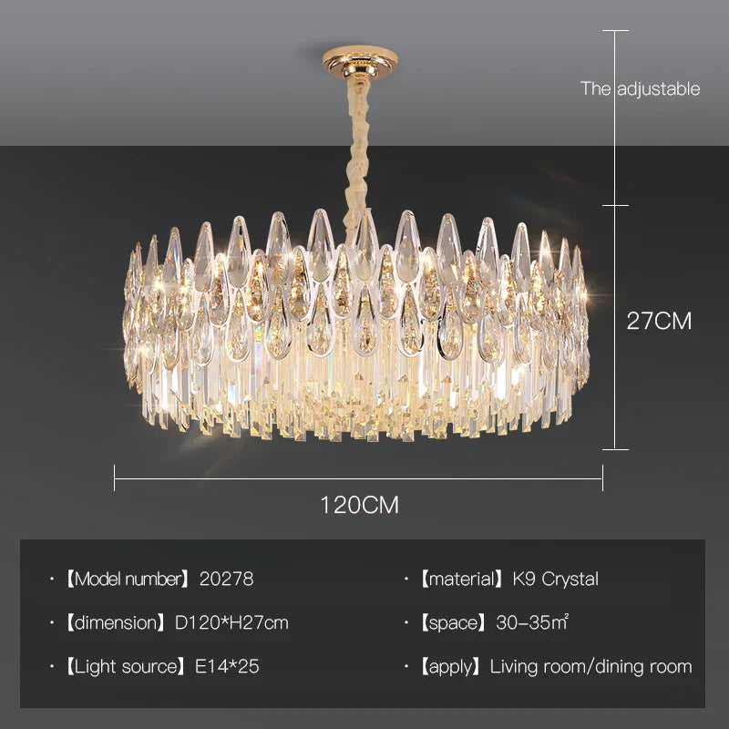 Crystal LED Chandelier | Long Stairway Villa Light | Modern Luxury Post Lamp