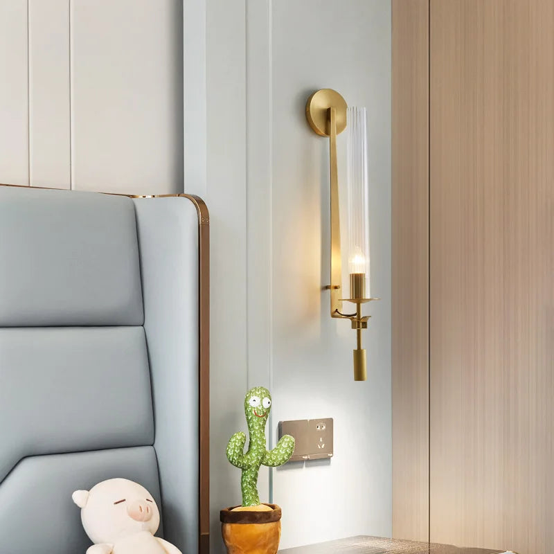 Nordic Iron Glass LED Wall Sconce Lamp for Luxury Living Room Bedroom Lighting