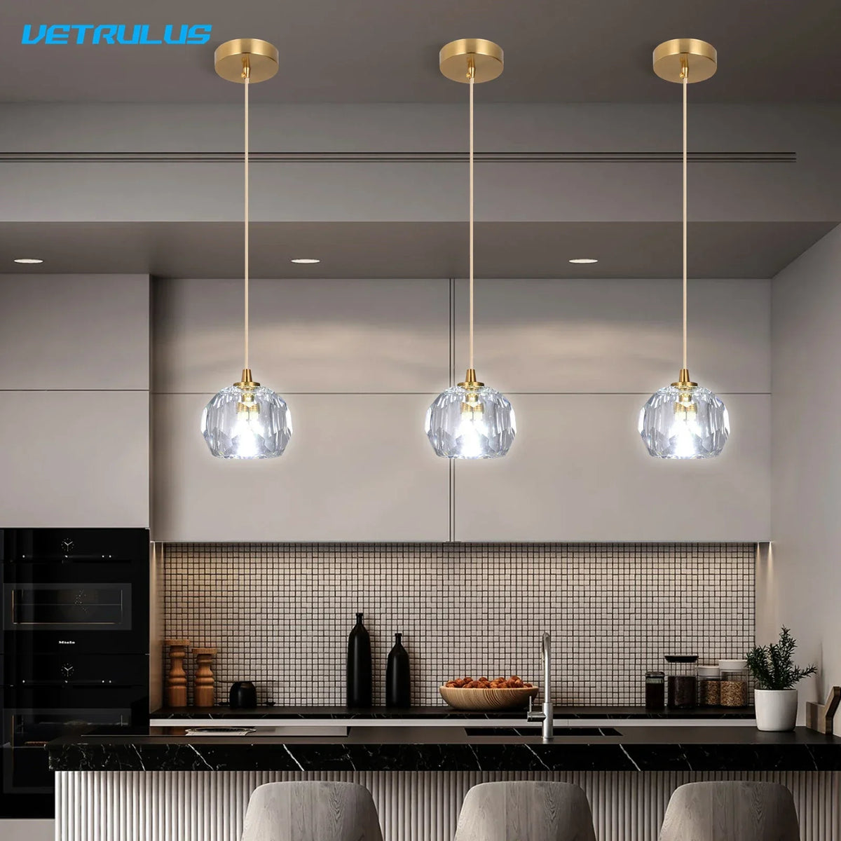 Crystal Pendant Light with Adjustable Height for Kitchen Island BedRoom Aisle Decor