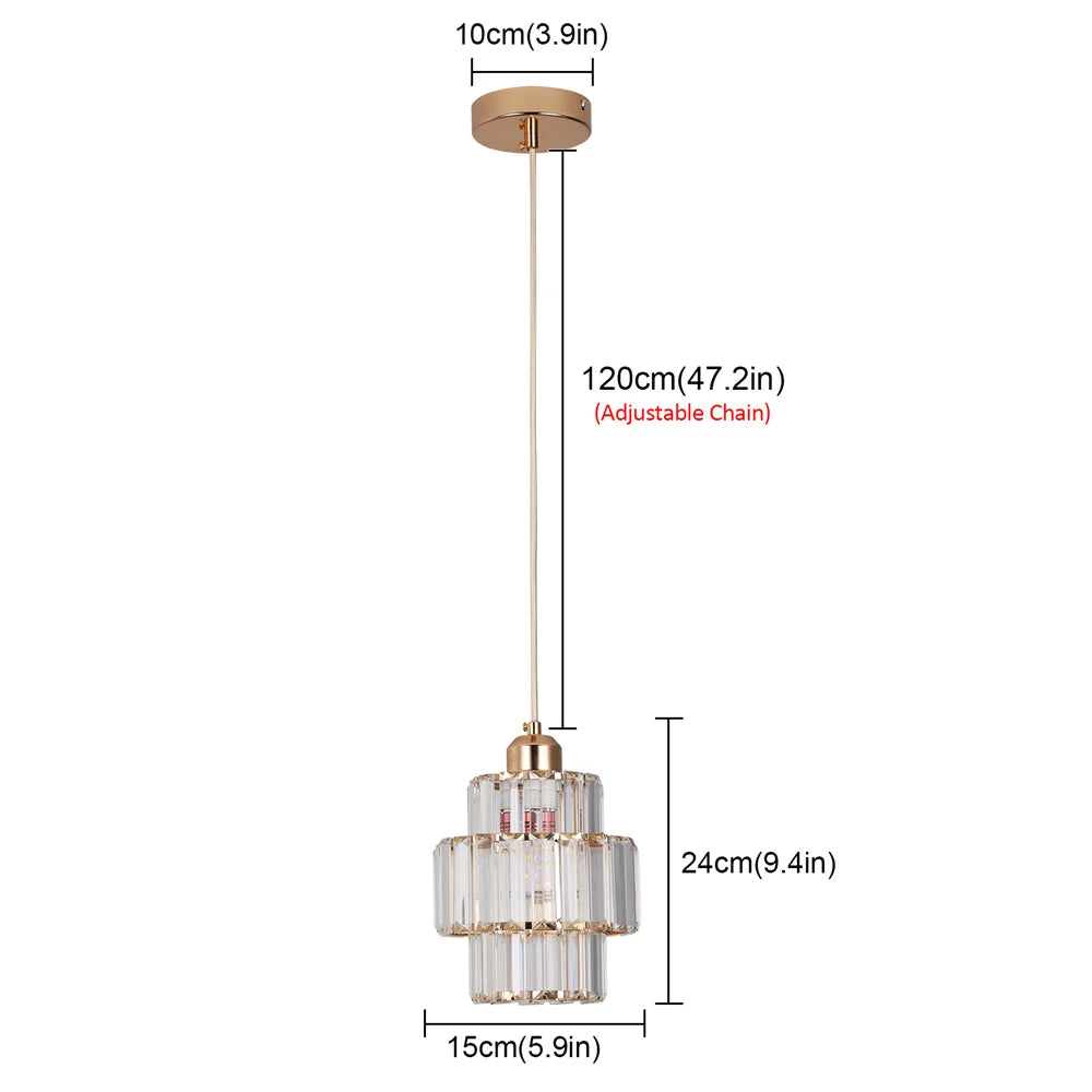 Mini Gold/Black Crystal Pendant Light: Modern Luxury Ceiling Hanging Lamp for Dining Room