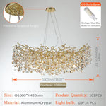 Sun Crystal Gold Lustre Chandelier: Nordic Villa Restaurant LED Ceiling Lamps