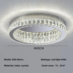 Crystal LED Ceiling Light Chrome Steel Chandelier - Dimmable Round Lamp