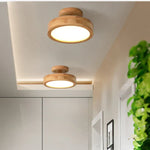 Circular Wood Ceiling Lamp LED Lighting for Living Room, Bedroom, Hallway, and Bathroom