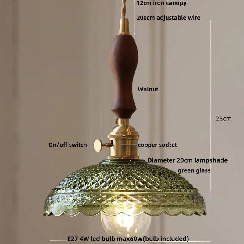 Wicker Glass LED Pendant Light - Modern Adjustable Fixture for Restaurant & Coffee Bar