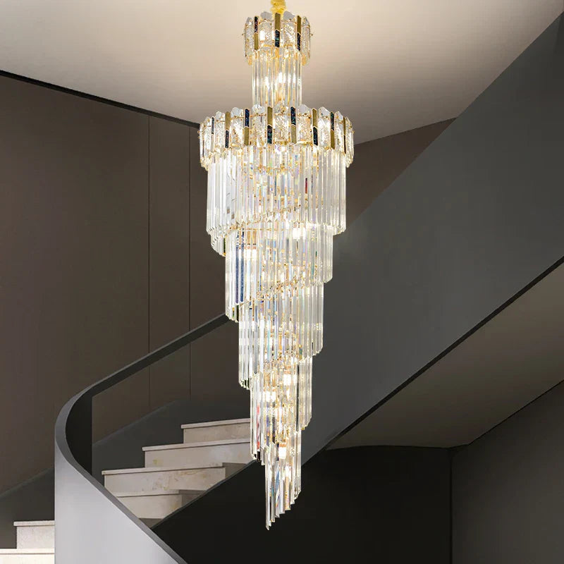 Rotating Crystal Stairwell Chandelier