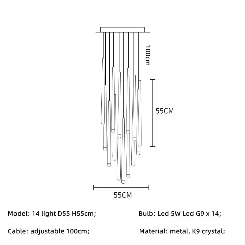 Gold Led G9 Pendant Chandelier for Modern Villa Stairs & Home Decor