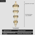 Elegant Crystal Hollow Long Chandelier for Duplex Living Room and Stairwell