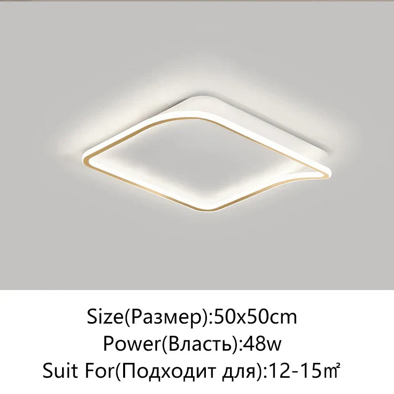 Golden LED Ceiling Chandelier: Modern Simplicity for Living, Dining, and Bedrooms