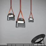 Glass Pendant Chandelier: Modern Leather Belt Luxury LED Lighting for Home Decor