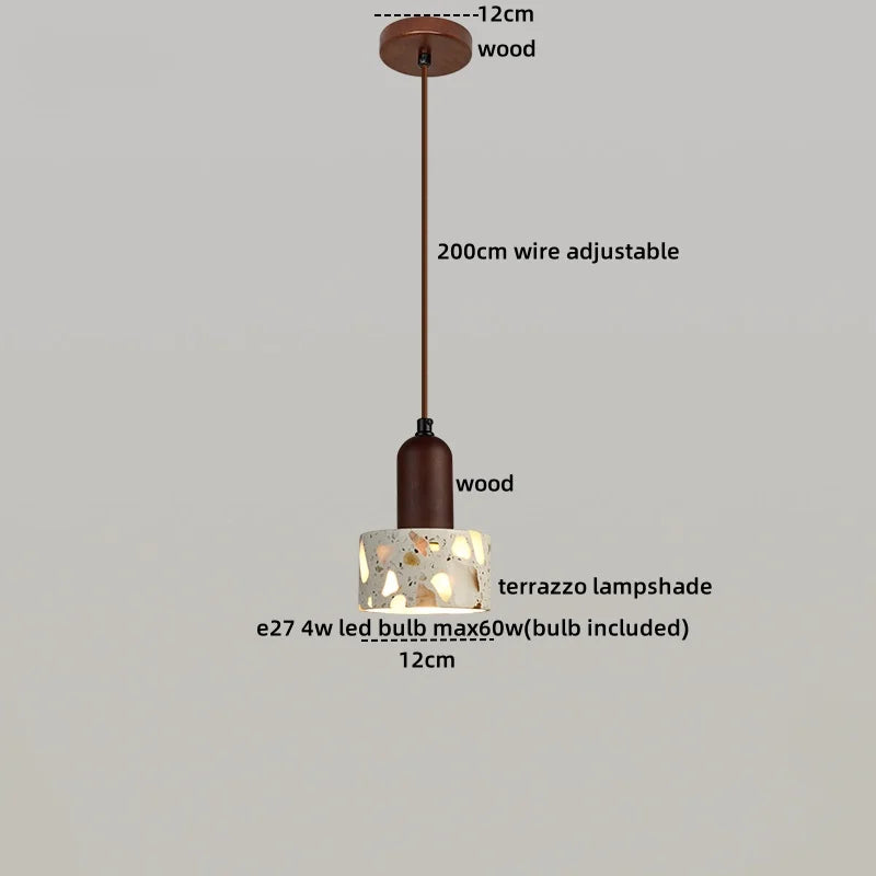 Terrazzo Wood LED Pendant Light for Stylish Home Decor