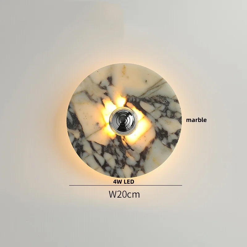 Yellow Travertine LED Wall Lamp, Modern Glass Ball Bathroom Mirror Light