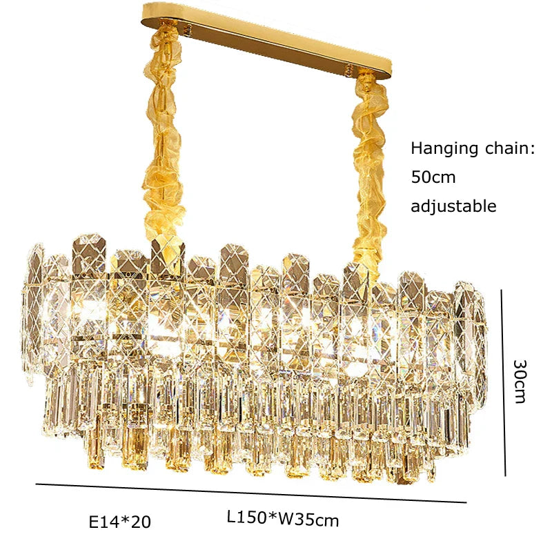 Gold Lustre Chandelier LED Crystal Light Fixture - Postmodern Luxury Hanging Lamp