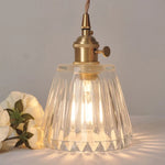 Afralia™ Clear Glass LED Pendant Light Fixture Modern Copper Knob Switch Hang Lamp
