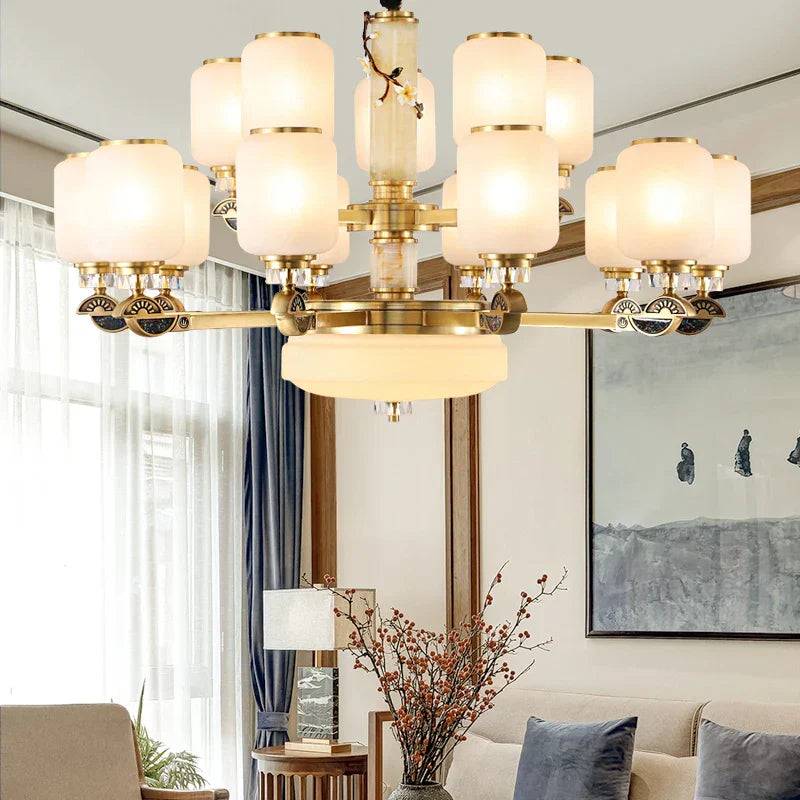 Luxe Jade Chandelier for Living Room, Villa, and Duplex Hall