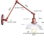 Adjustable Glass Swing Arm LED Wall Sconce with Pull Chain Switch