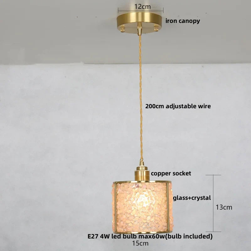 Afralia™ Crystal Glass LED Pendant: Tiffany Style Hanging Light for Living Room