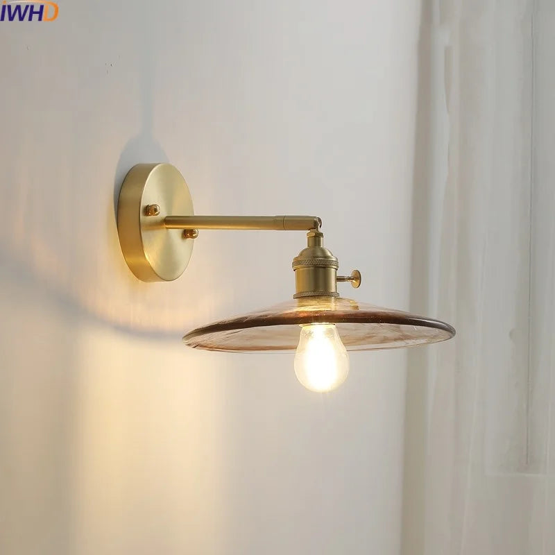 Nordic Glass Copper Wall Lights for Bedroom Living Room Home Decor