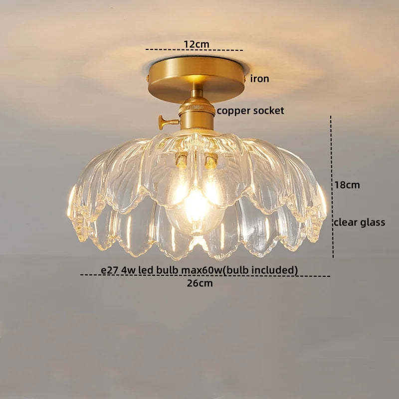 Glass Copper LED Ceiling Light - Simple Art Decorative Chandelier