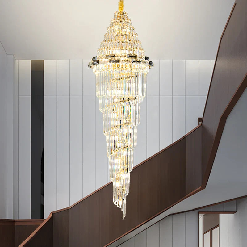 Modern Crystal Duplex Villa Chandelier for Luxury Living Room