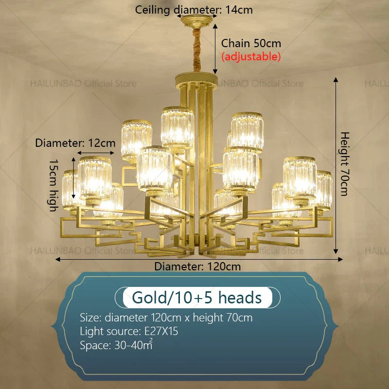 Crystal Chandelier: Modern Luxury Main Light for Livingroom, Hall, and Restaurant