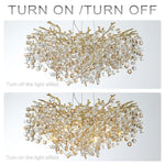 Sun Crystal Gold Lustre Chandelier: Nordic Villa Restaurant LED Ceiling Lamps