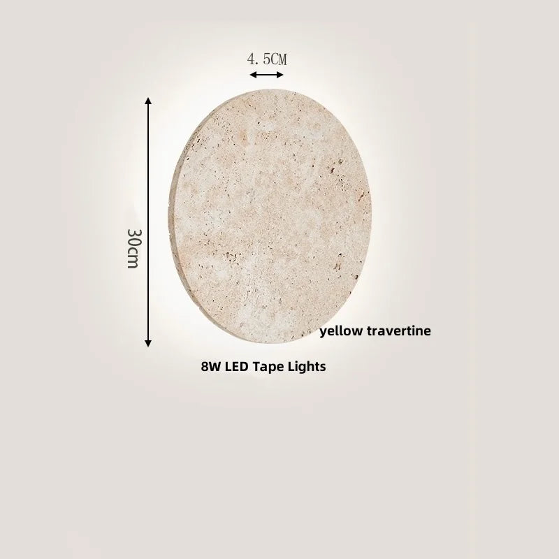Yellow Travertine LED Wall Sconce for Bedroom Staircase Living Room - Nordic Modern Commercial-grade Mirror Light