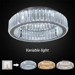 Big Crystal Round LED Chandelier Dimmable Ceiling Light with Remote