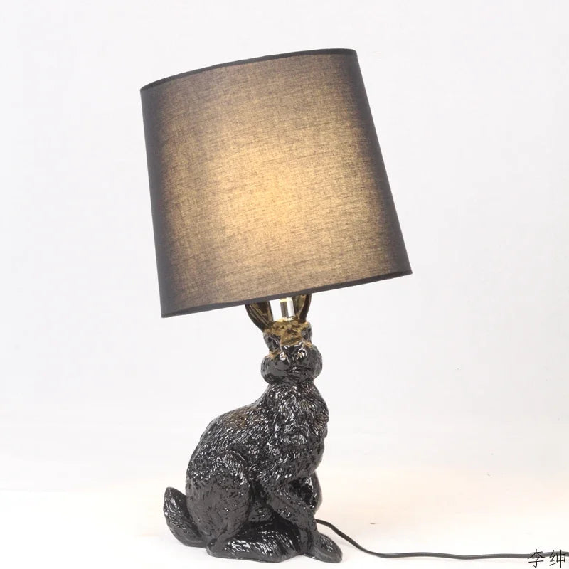 Rabbit LED Table Lamp Modern Nordic Design Resin Industrial Decor for Bedroom