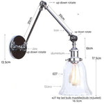 Vintage Loft LED Wall Lights Pull Chain Switch Glass Chrome Wall Lamp