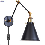 Retro LED Swing Arm Wall Sconce Black Industrial Vintage Lamp