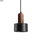 Nordic LED Pendant Lights Black Wood Travertine Hanging Lamp