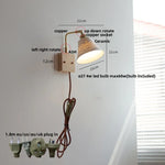 Nordic LED Wall Light Pull Chain Switch Rotatable Walnut Copper Bedside Lamp