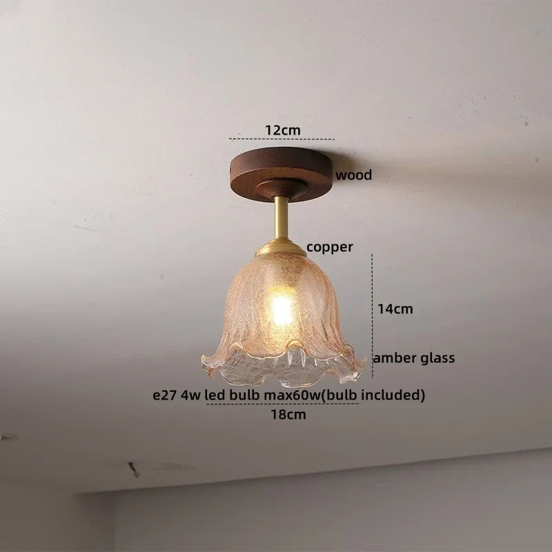Yellow Glass LED Ceiling Lamp - Modern Nordic Style Lighting Fixtures