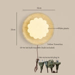 Afralia™ Modern Cotton LED Wall Lamp Pull Chain Switch Yellow Travertine Nordic Bedroom Living Room