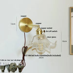 Clear Glass Copper Socket LED Wall Lamp with Pull Chain Switch