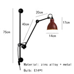 Gras BL Wall Lamp: Adjustable Chrome Long Arm Reading Light